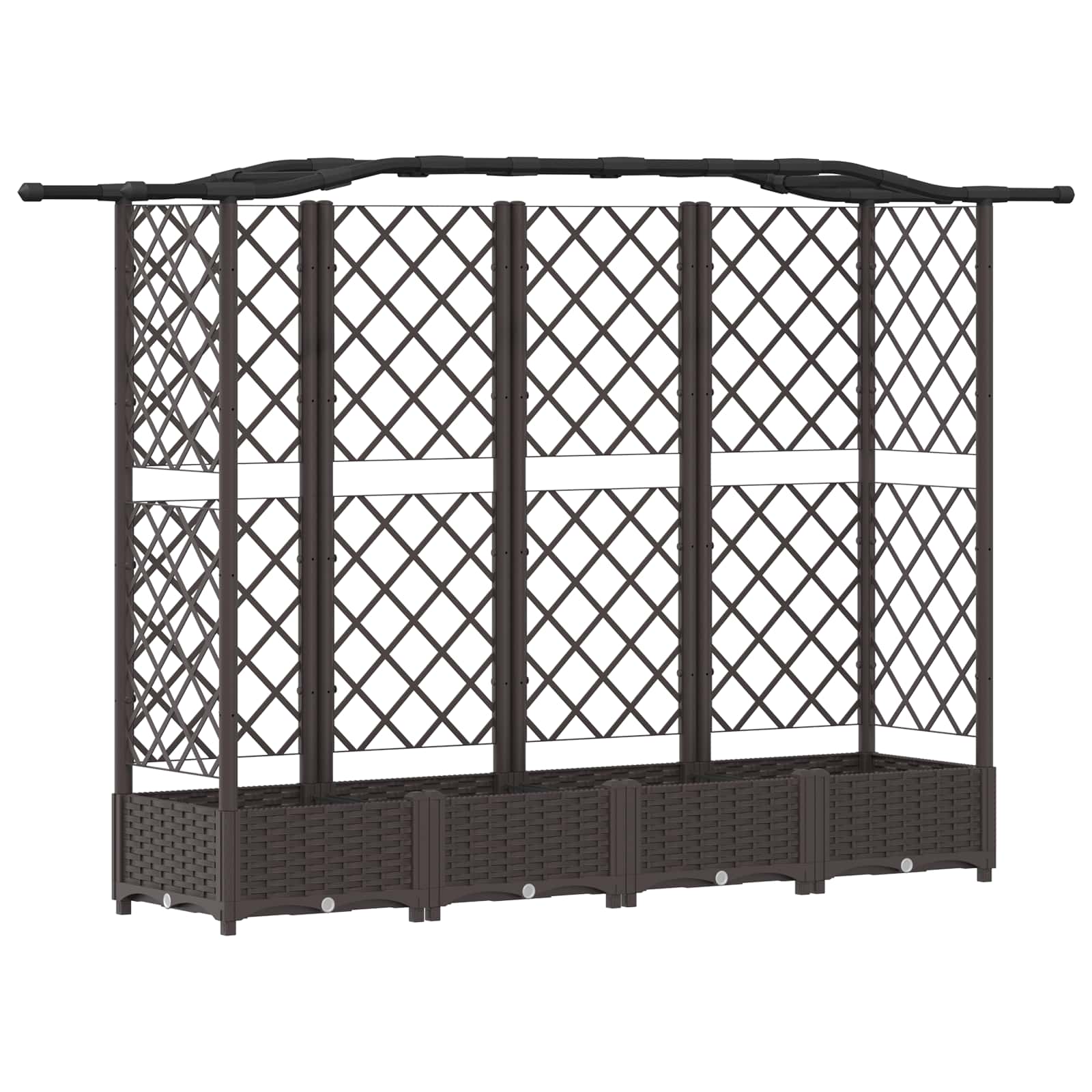 Cama elevada com treliça e telhado castanho 203,5 x 40 x 123 cm