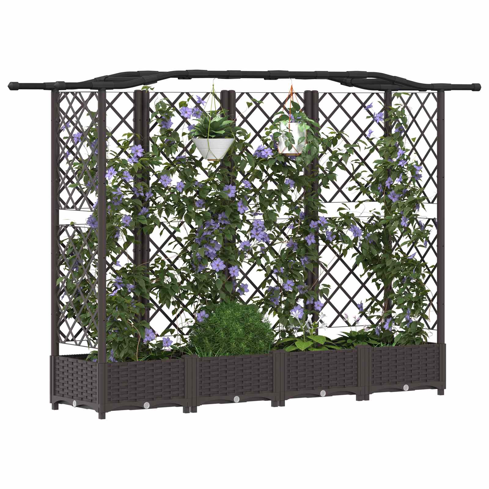 Cama elevada com treliça e telhado castanho 203,5 x 40 x 123 cm