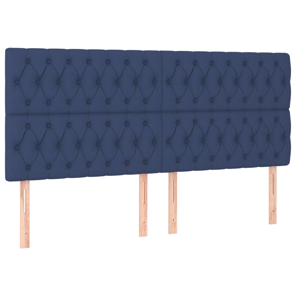 Cabeceira de cama c/ luzes LED tecido 180x7x118/128 cm azul