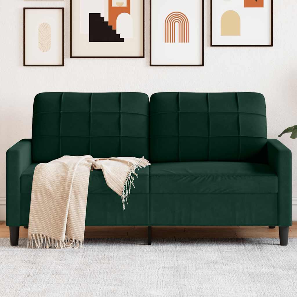 Sofá de 2 lugares 140 cm veludo verde-escuro