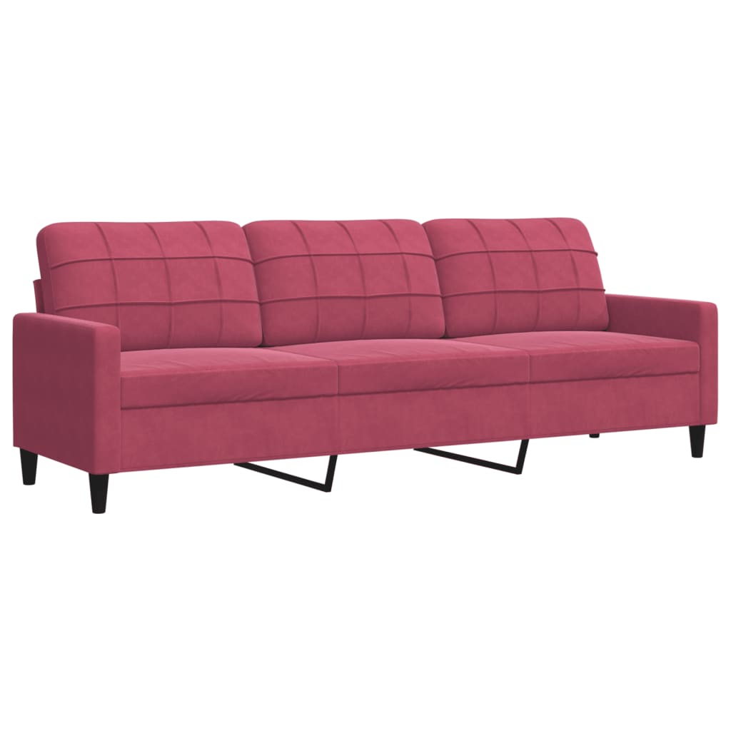 4 Pcs conjunto de sofás com almofadões veludo vermelho tinto