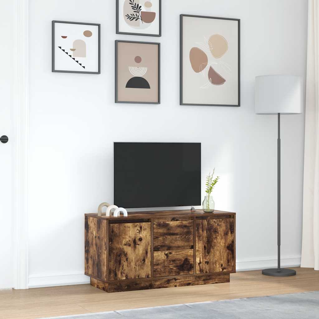 Móvel de TV com luzes LED 100x41x50 cm carvalho fumado