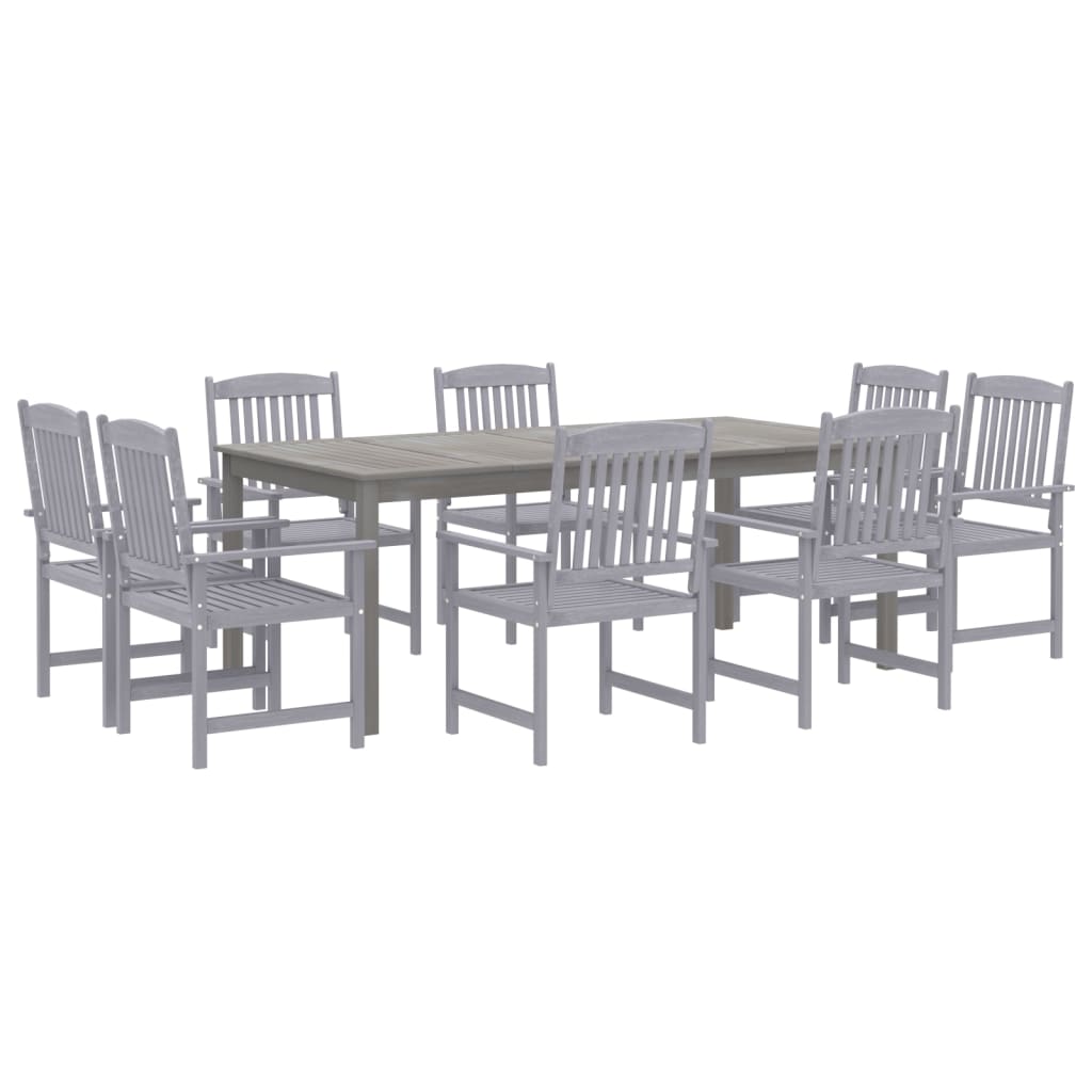 9 Pcs conjunto de jantar para jardim acácia maciça cinzento