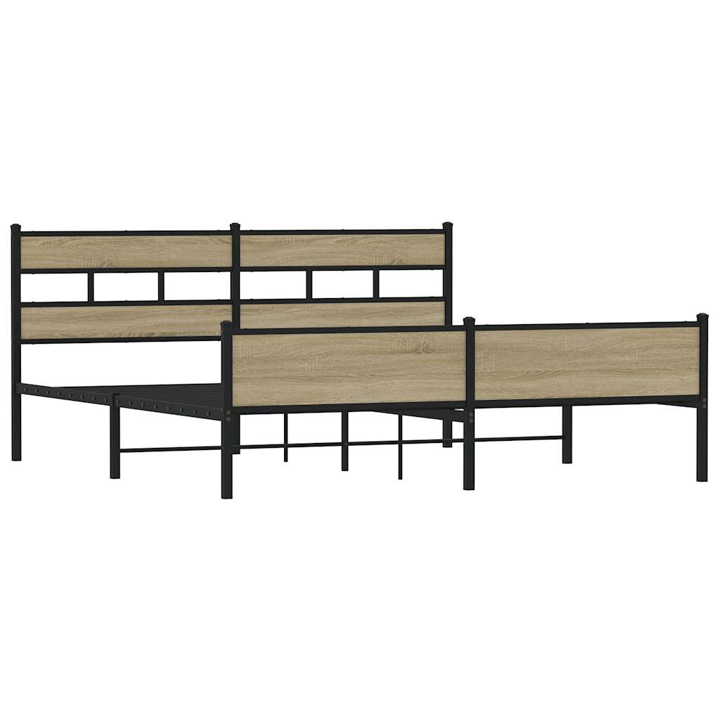 Estrutura de cama sem colchão 183x213cm metal carvalho sonoma