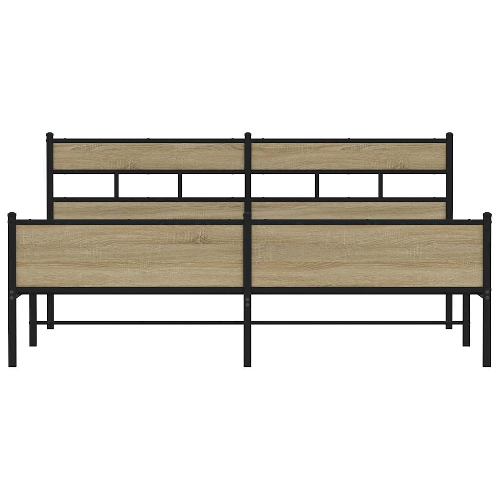 Estrutura de cama sem colchão 183x213cm metal carvalho sonoma
