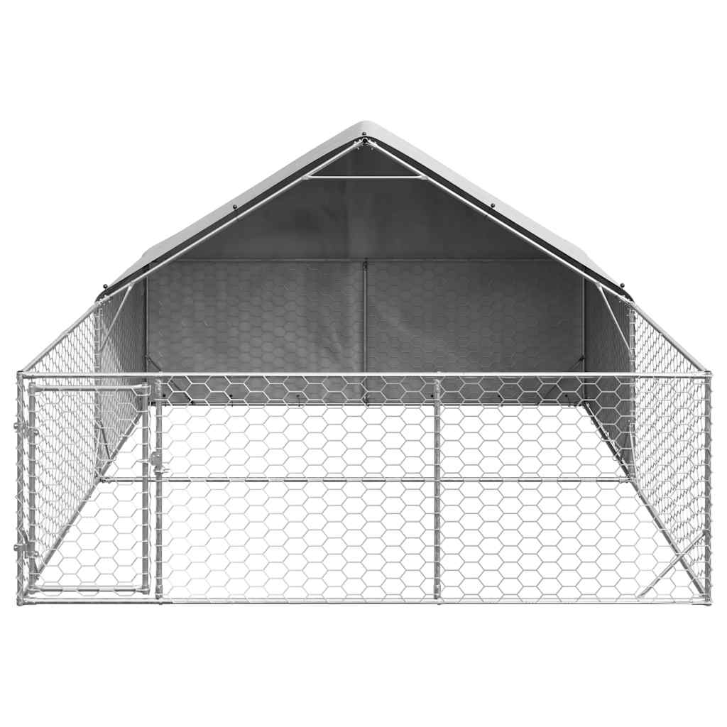 Canil exterior para cães com corredor 4x3x1,9 m aço galvanizado