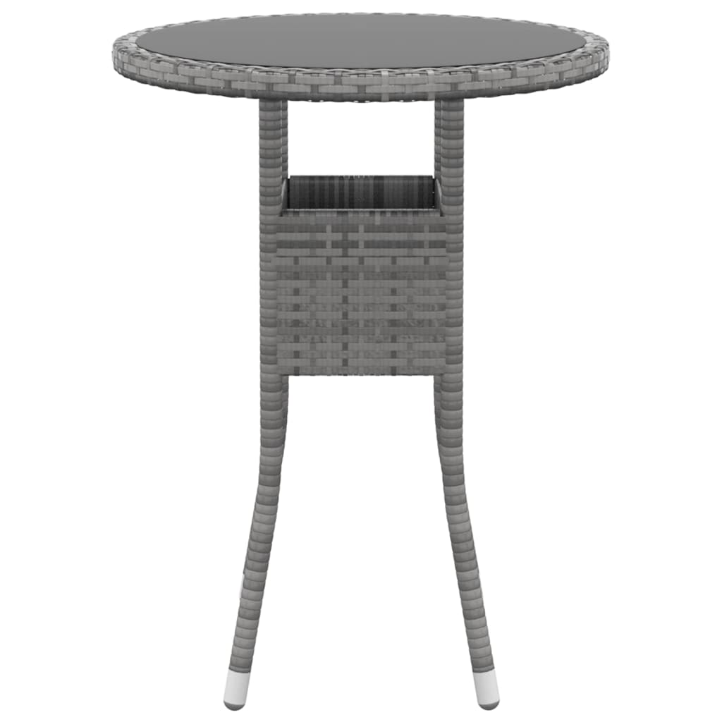 3 Pcs conjunto de jantar para jardim vime PE cinzento