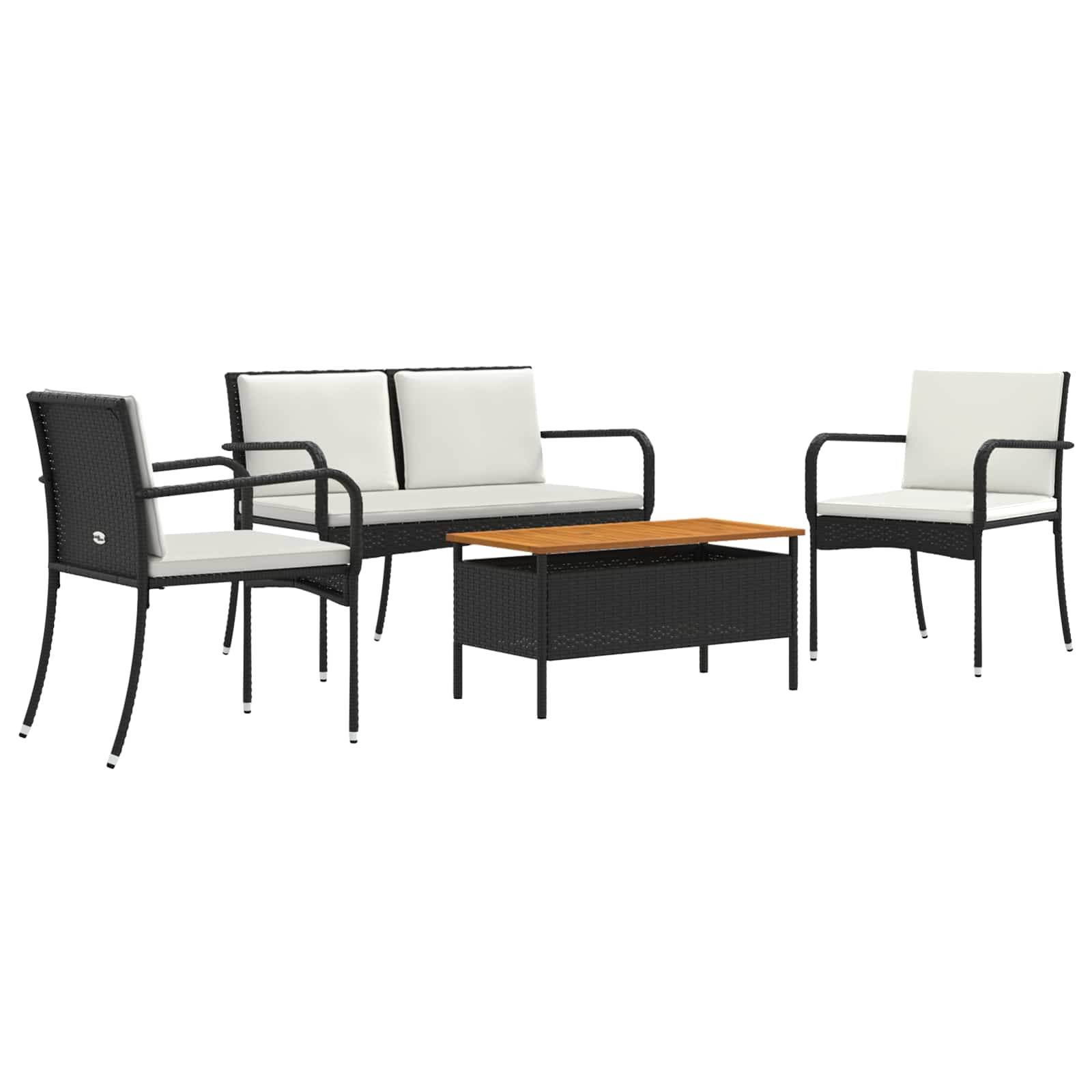 Conjunto para jardim preto vime PE