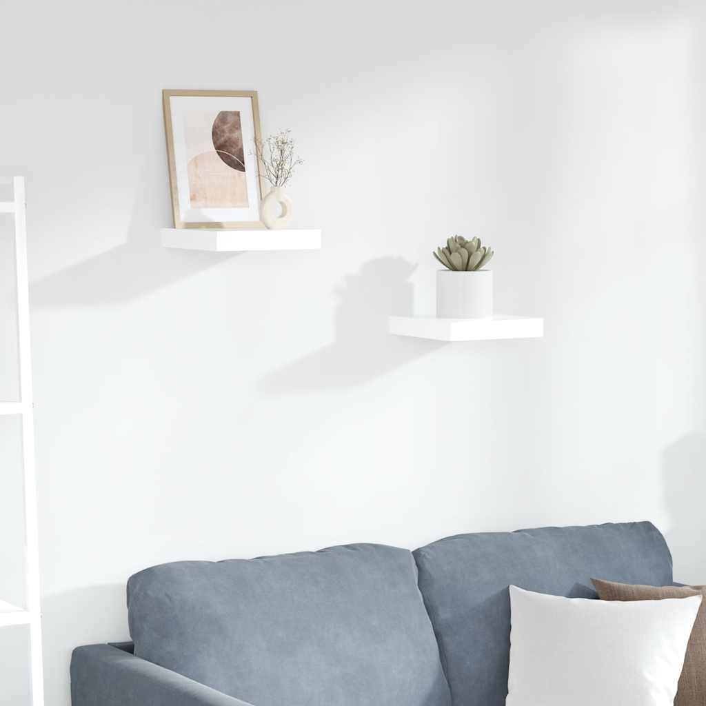 Prateleiras de parede suspensas 2 pcs 23x23,5x3,8cm MDF branco