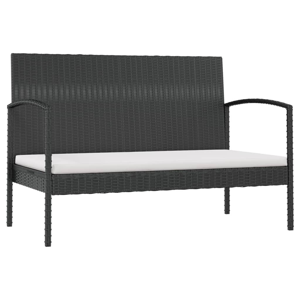 8 Pcs conjunto lounge de jardim c/ almofadões vime PE preto