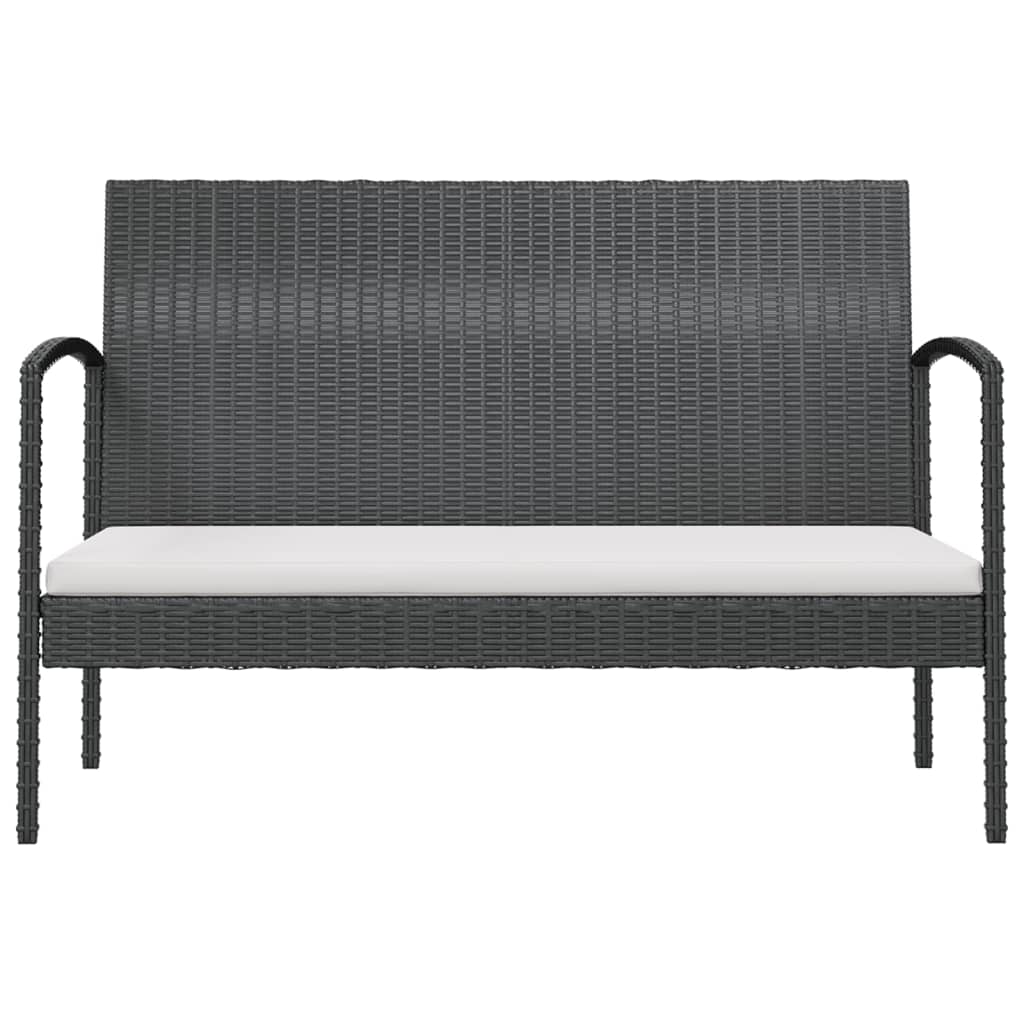 8 Pcs conjunto lounge de jardim c/ almofadões vime PE preto