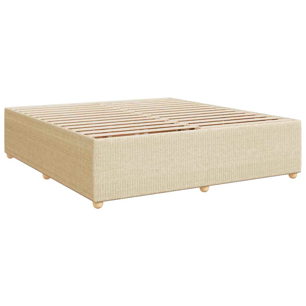 Estrutura de cama sem colchão 200x200 cm tecido cor creme