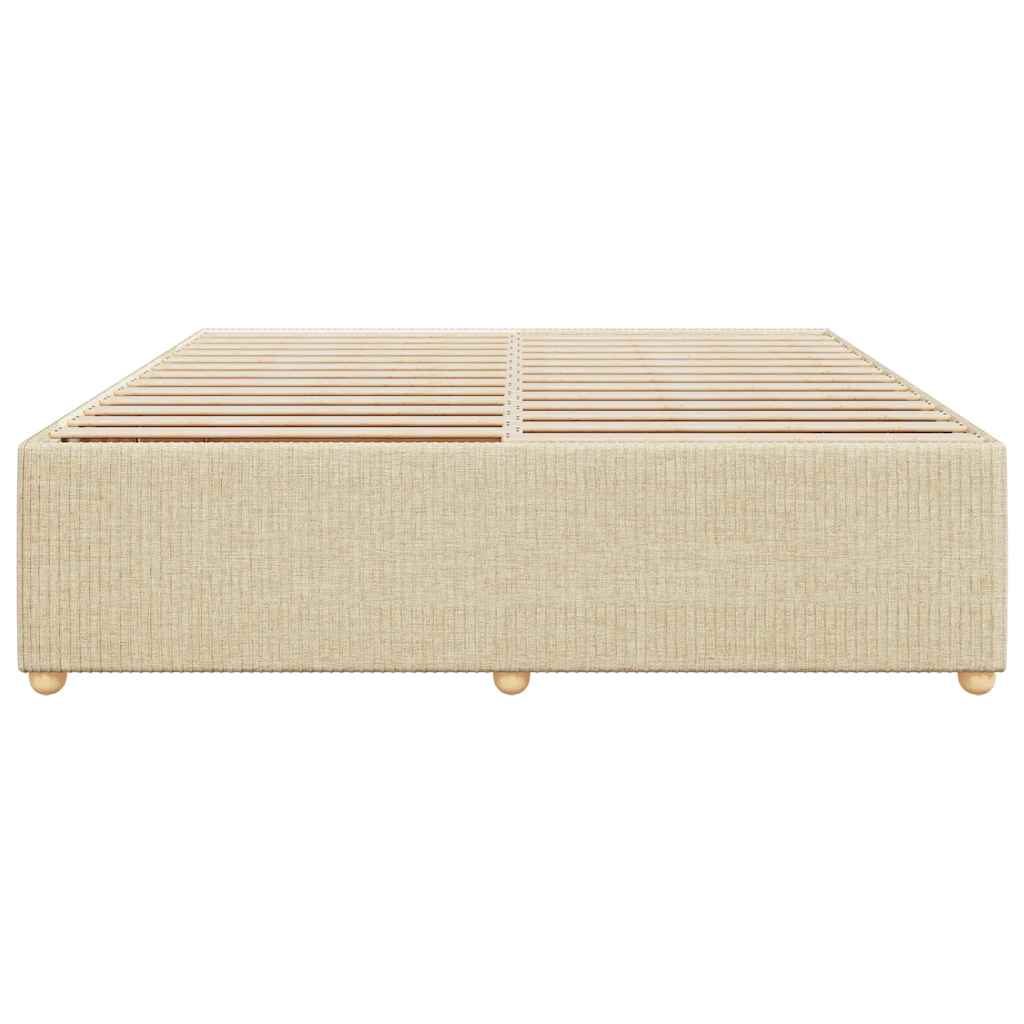 Estrutura de cama sem colchão 200x200 cm tecido cor creme
