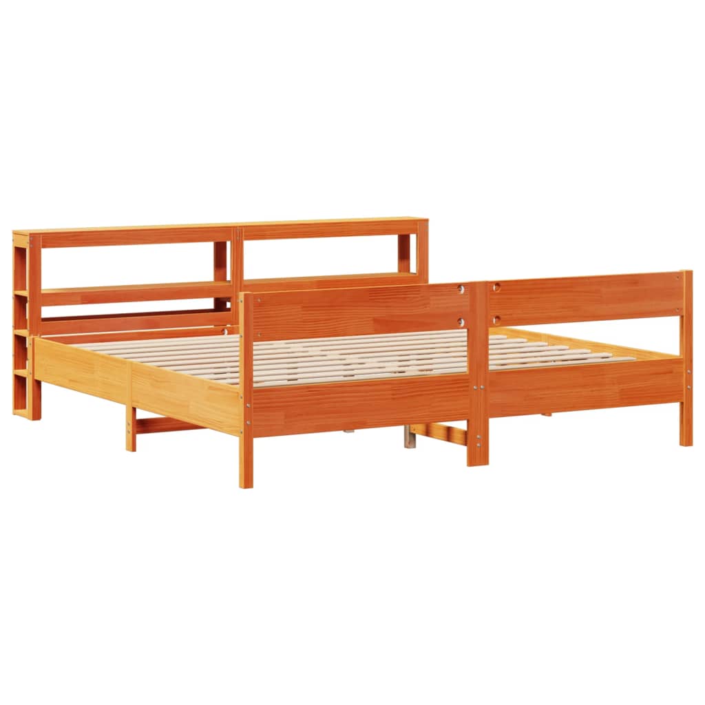 Cama sem colchão 180x200 cm pinho maciço castanho-mel