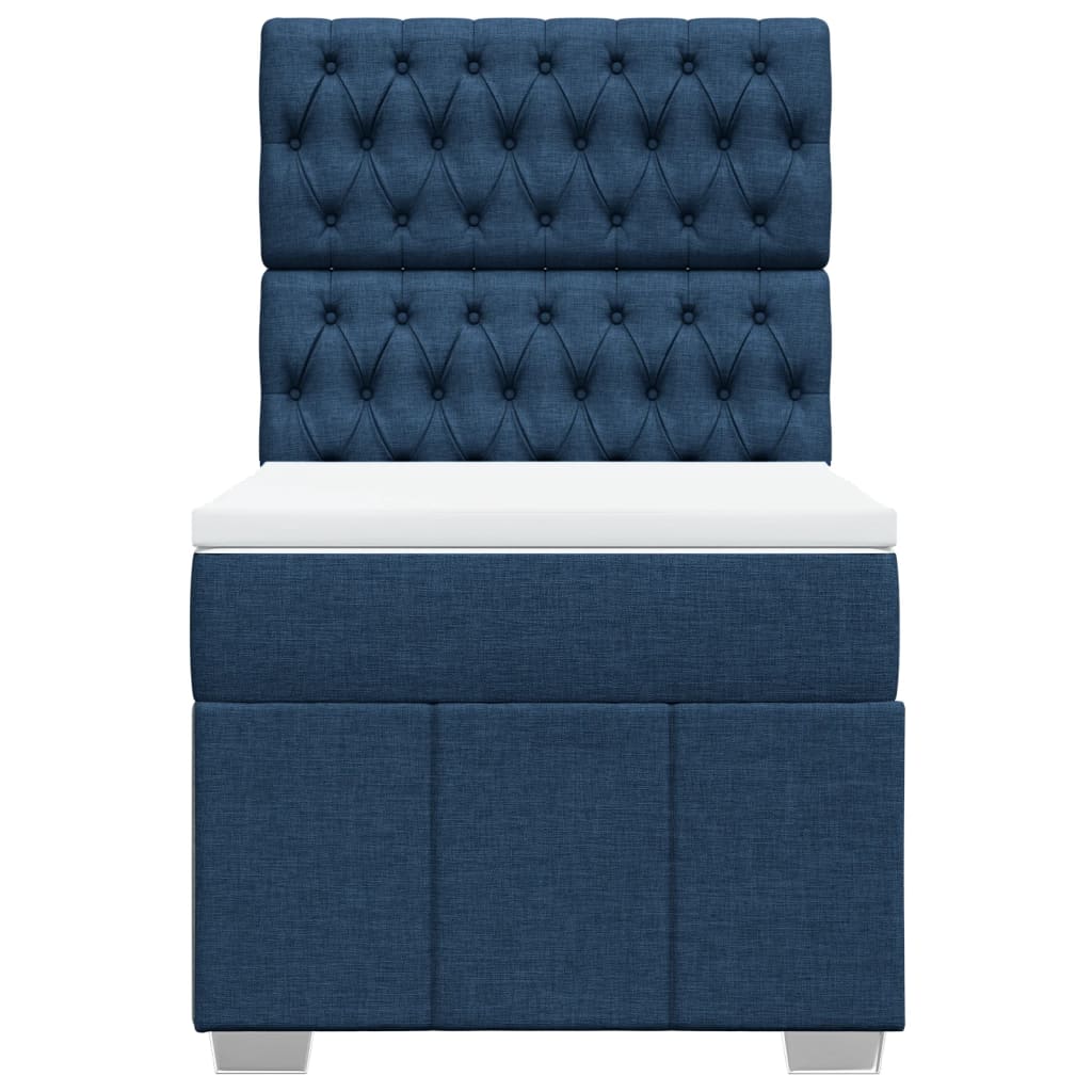 Cama com molas/colchão 90x200 cm tecido azul