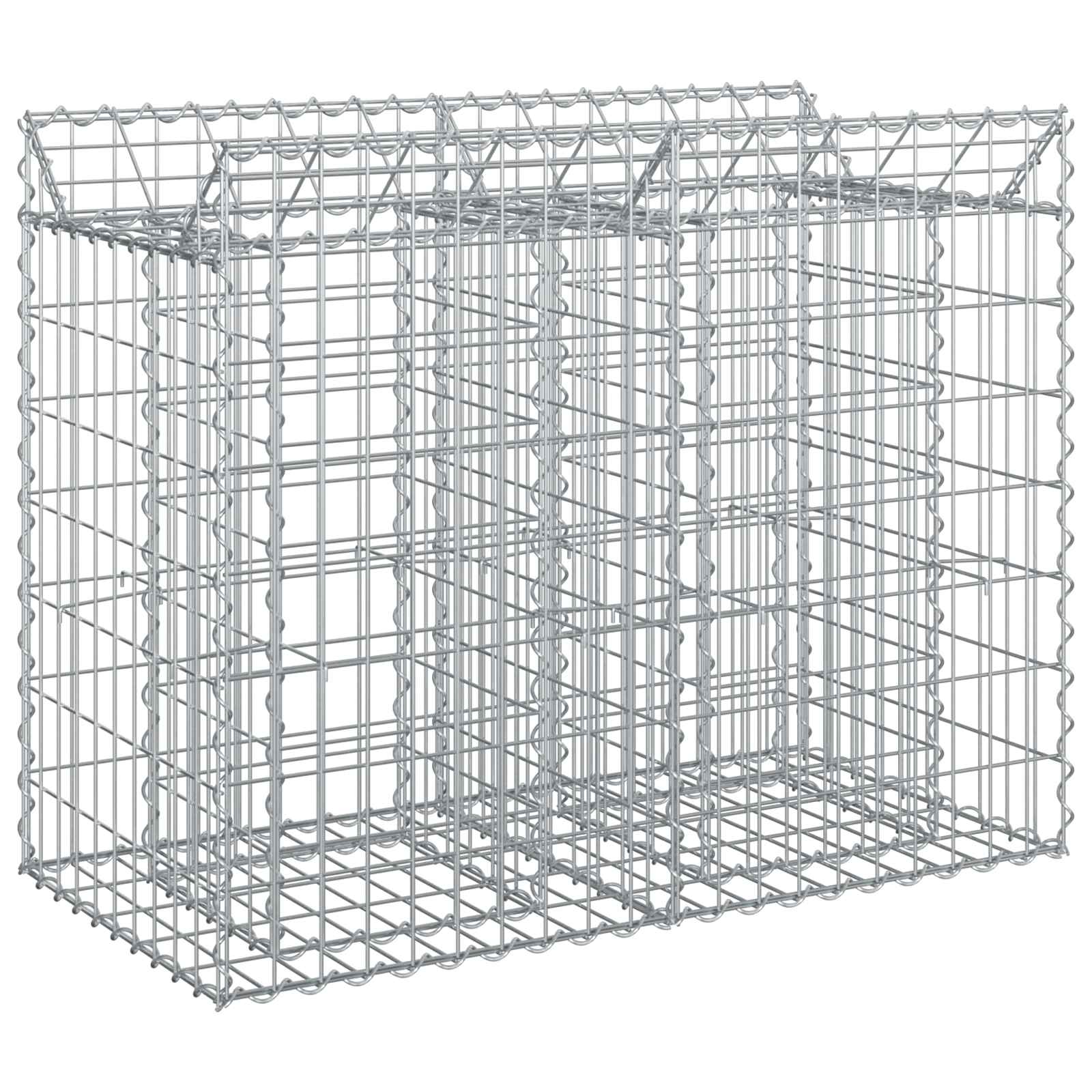 Cama elevada de gabião prateado
