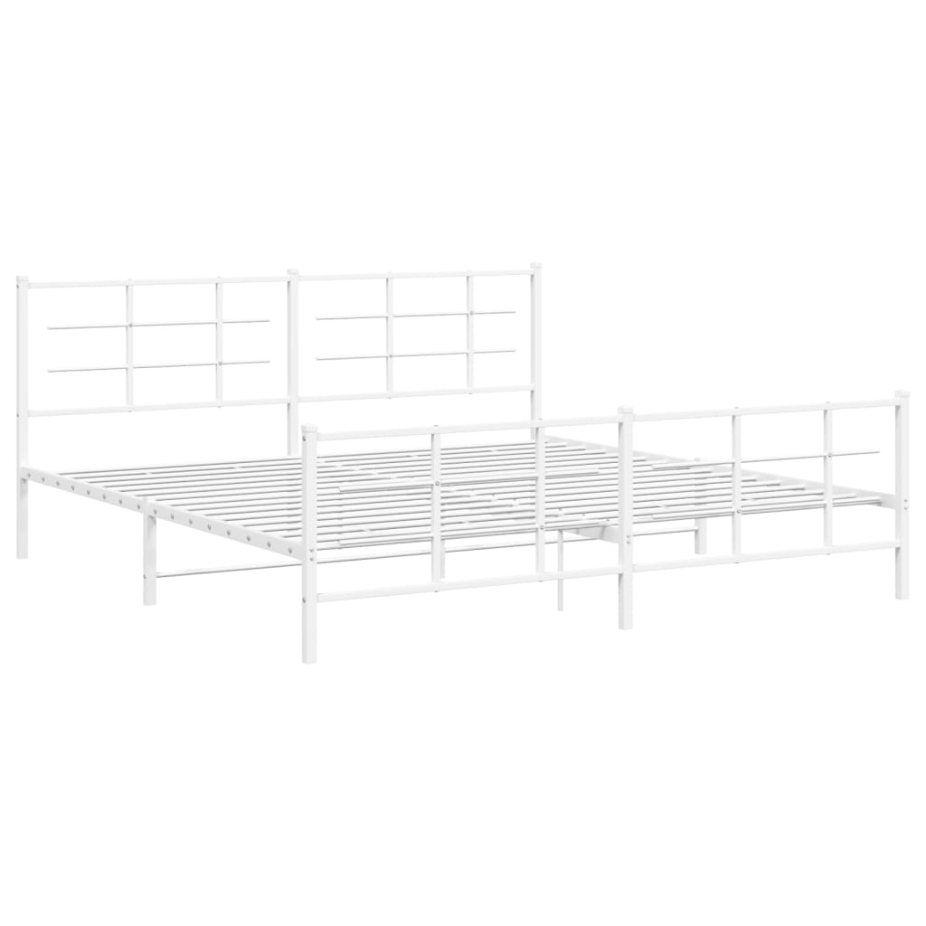 Estrutura de cama com cabeceira e pés 193x203 cm metal branco
