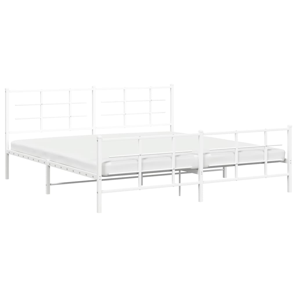 Estrutura de cama com cabeceira e pés 193x203 cm metal branco