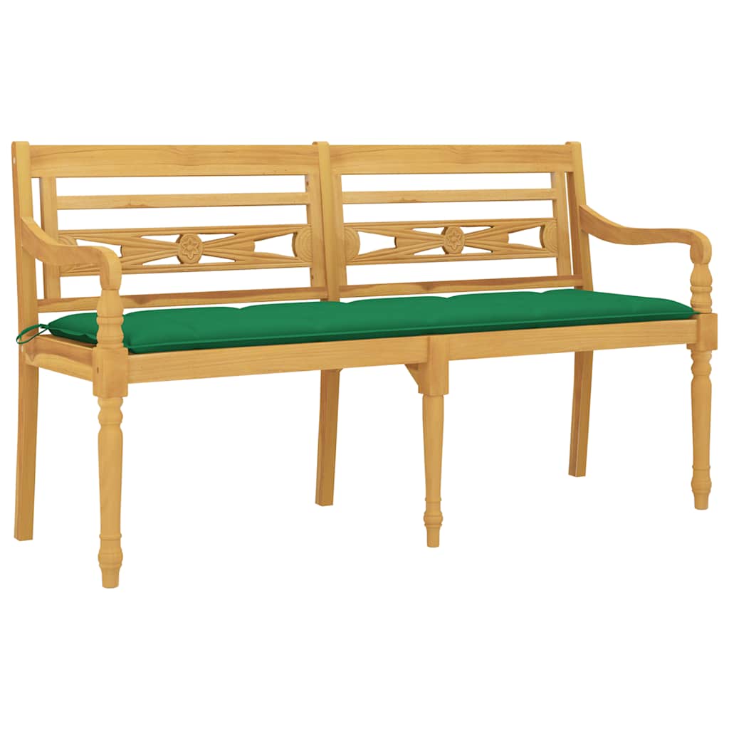 Banco batavia c/ almofadão verde 150 cm madeira de teca maciça