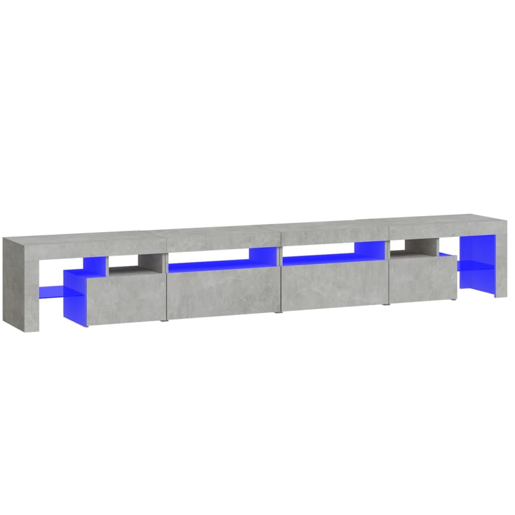 Móvel de TV com luzes LED 260x36,5x40 cm cinzento cimento