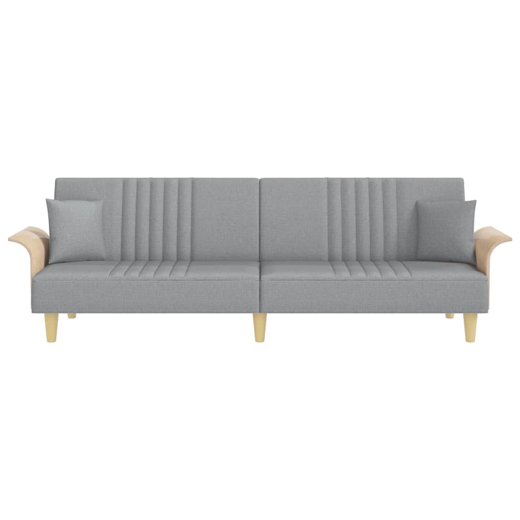Sofá-cama com apoio de braços tecido cinzento-claro