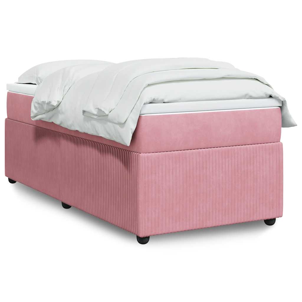 Cama com molas/colchão 100x200 cm veludo rosa