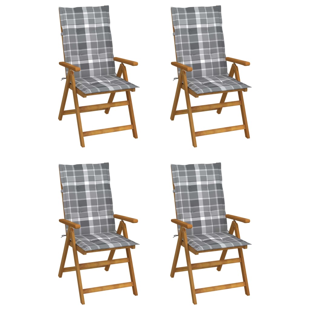 Cadeiras jardim reclináveis c/ almofadões 4 pcs acácia maciça