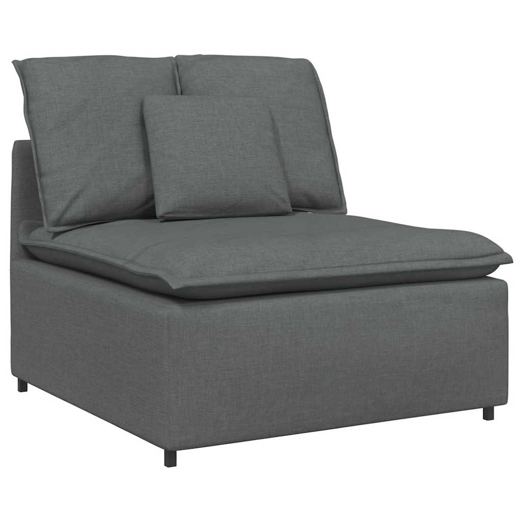 Sofá modular com pufes e almofadas cinzento-escuro