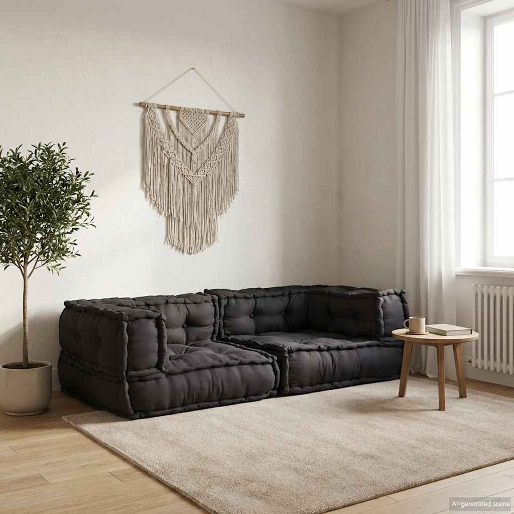 Sofá modular de 2 lugares 140x70x36 cm tecido antracite
