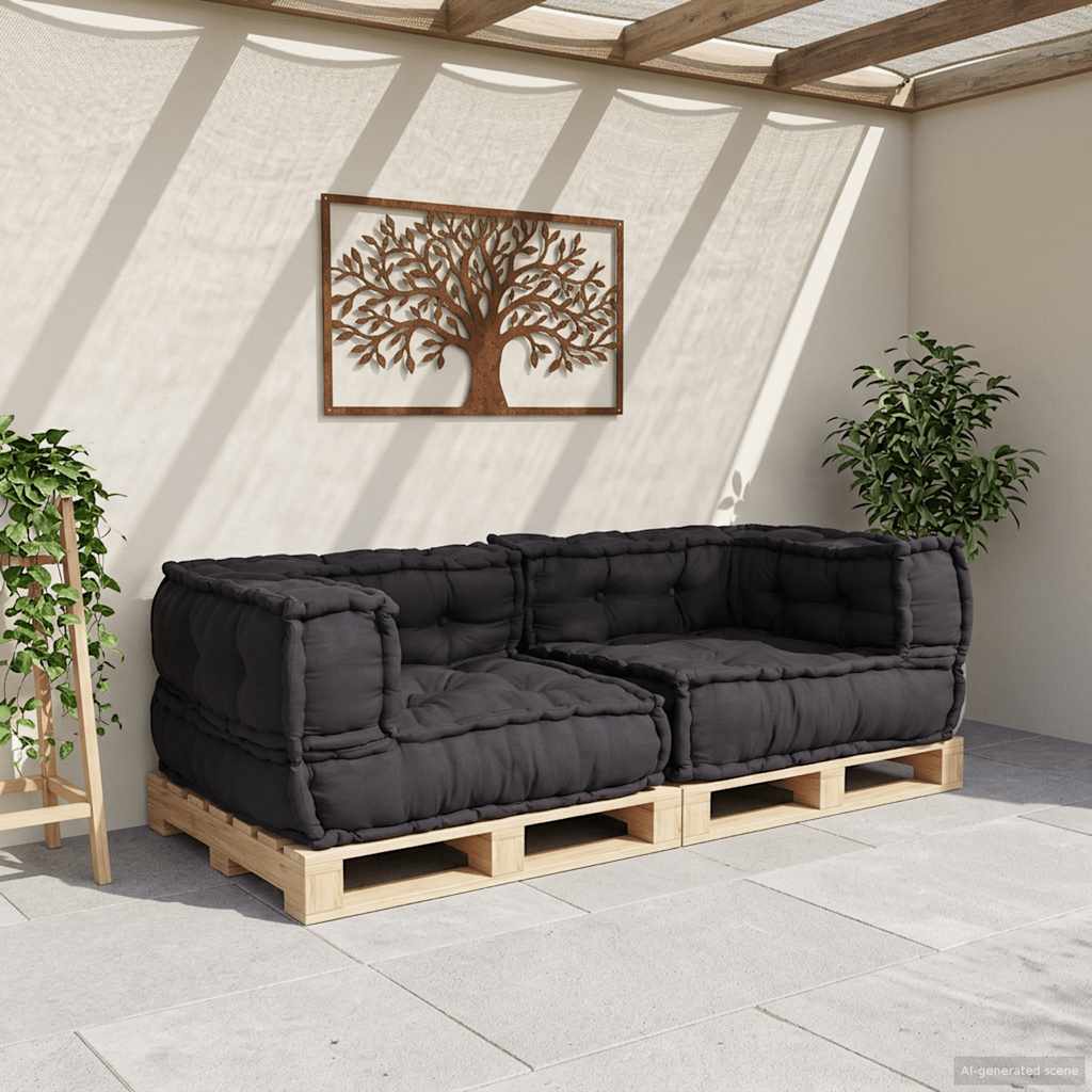 Sofá modular de 2 lugares 140x70x36 cm tecido antracite