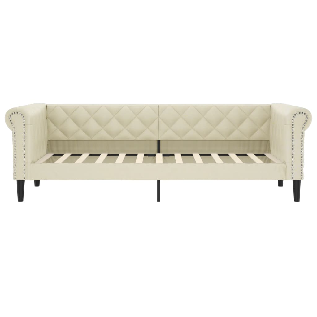 Sofá-cama 80x200 cm couro artificial cor creme