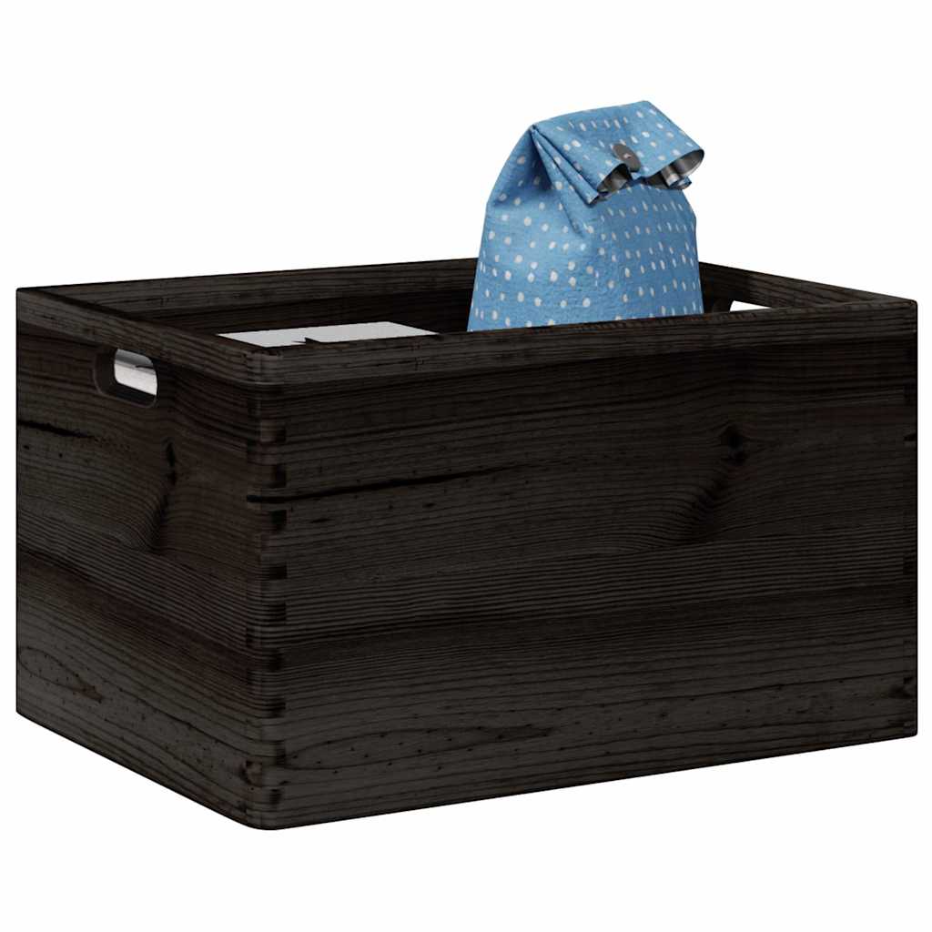 Caixa madeira com pegas preta 40x30x23 cm pinho madeira maciça
