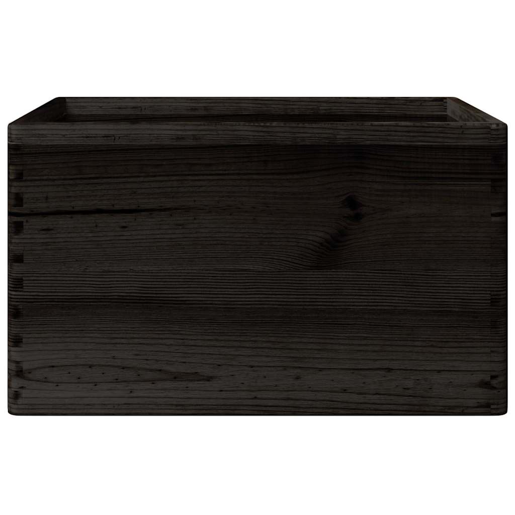 Caixa madeira com pegas preta 40x30x23 cm pinho madeira maciça