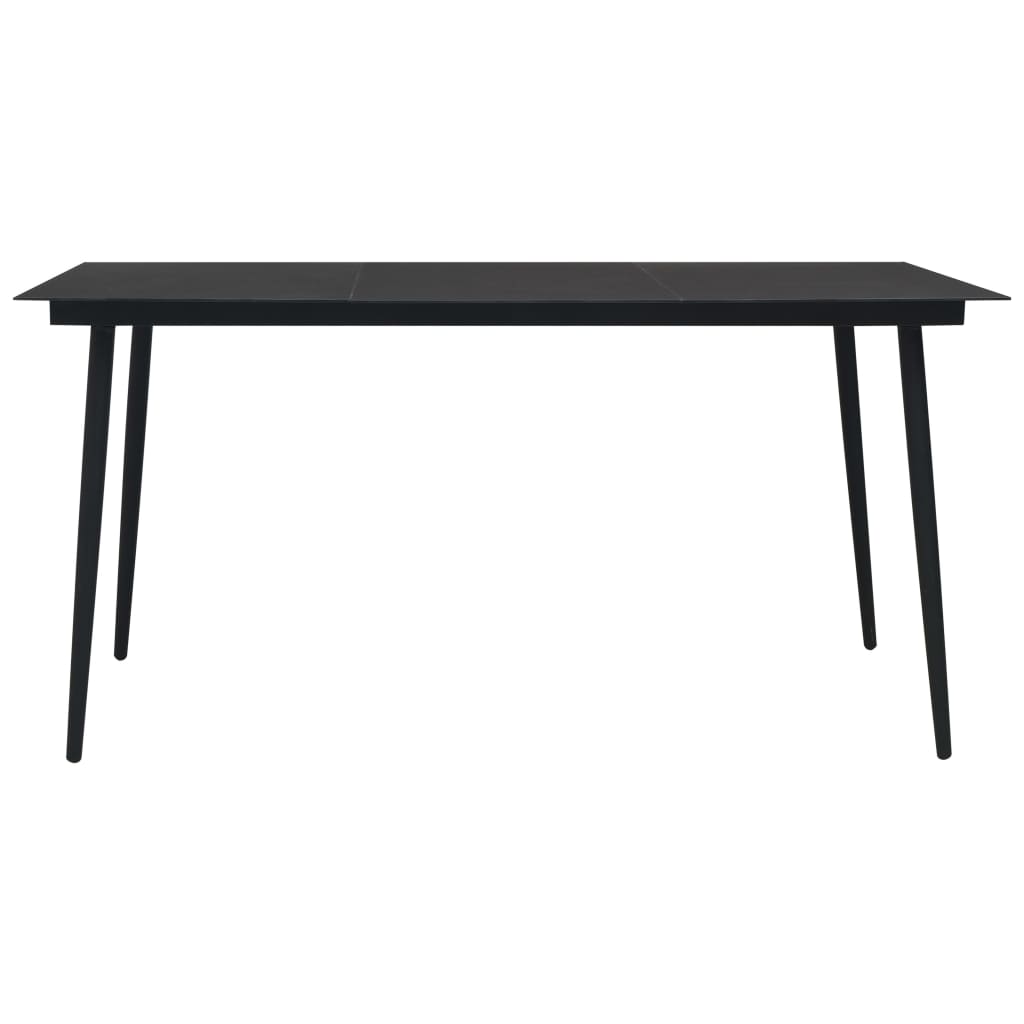 5 Pcs conjunto de jantar para jardim vime de PVC preto