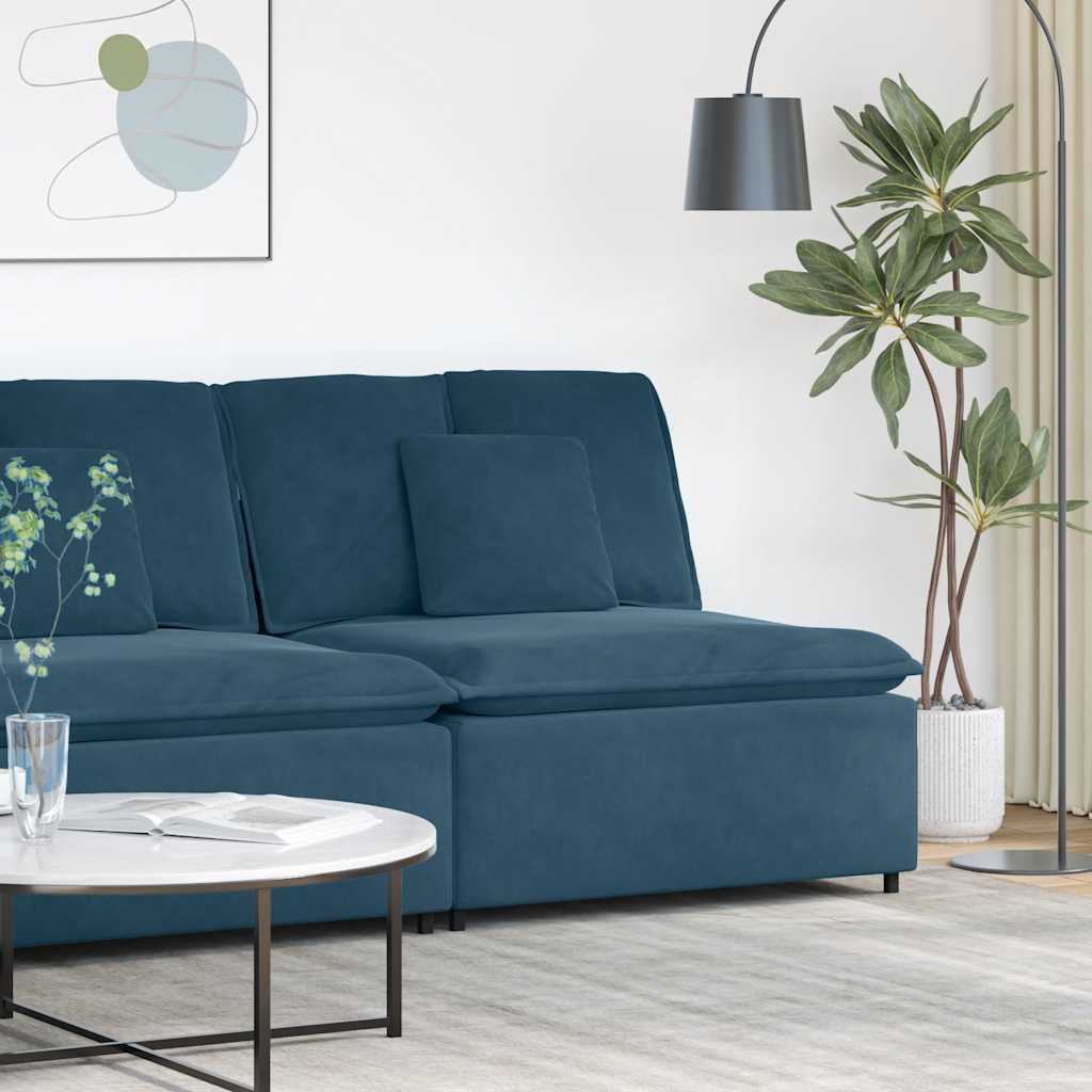 Módulo central para sofá modular com almofadas azuis, 100 cm