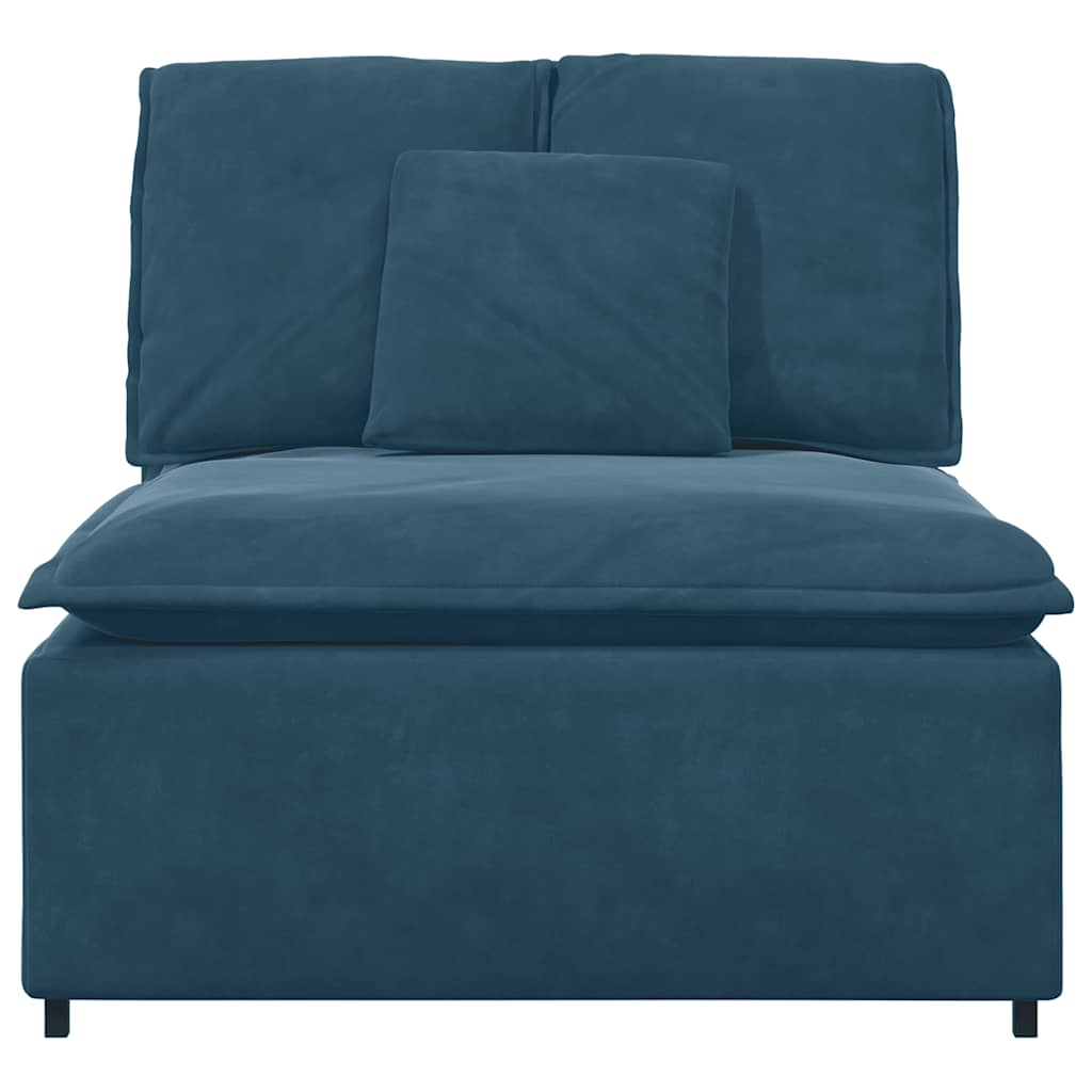 Módulo central para sofá modular com almofadas azuis, 100 cm