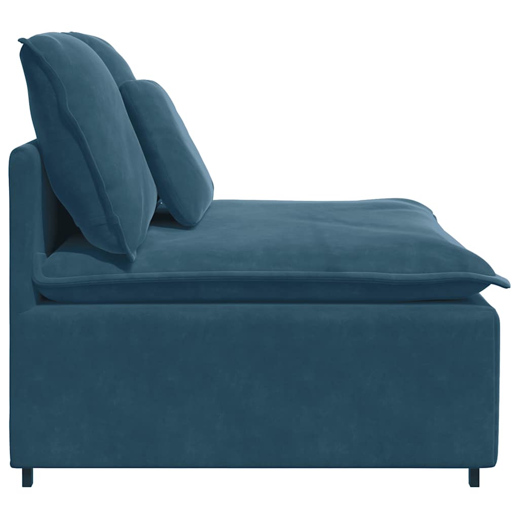 Módulo central para sofá modular com almofadas azuis, 100 cm