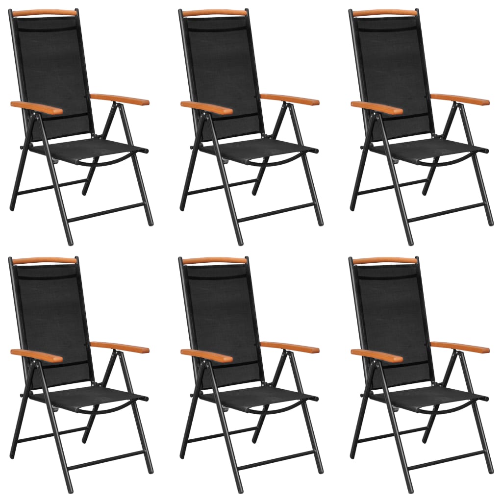 7 Pcs conjunto de jantar para jardim alumínio preto