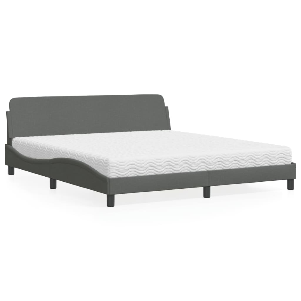 Cama com colchão dover 180x200 cm tecido cinzento-escuro