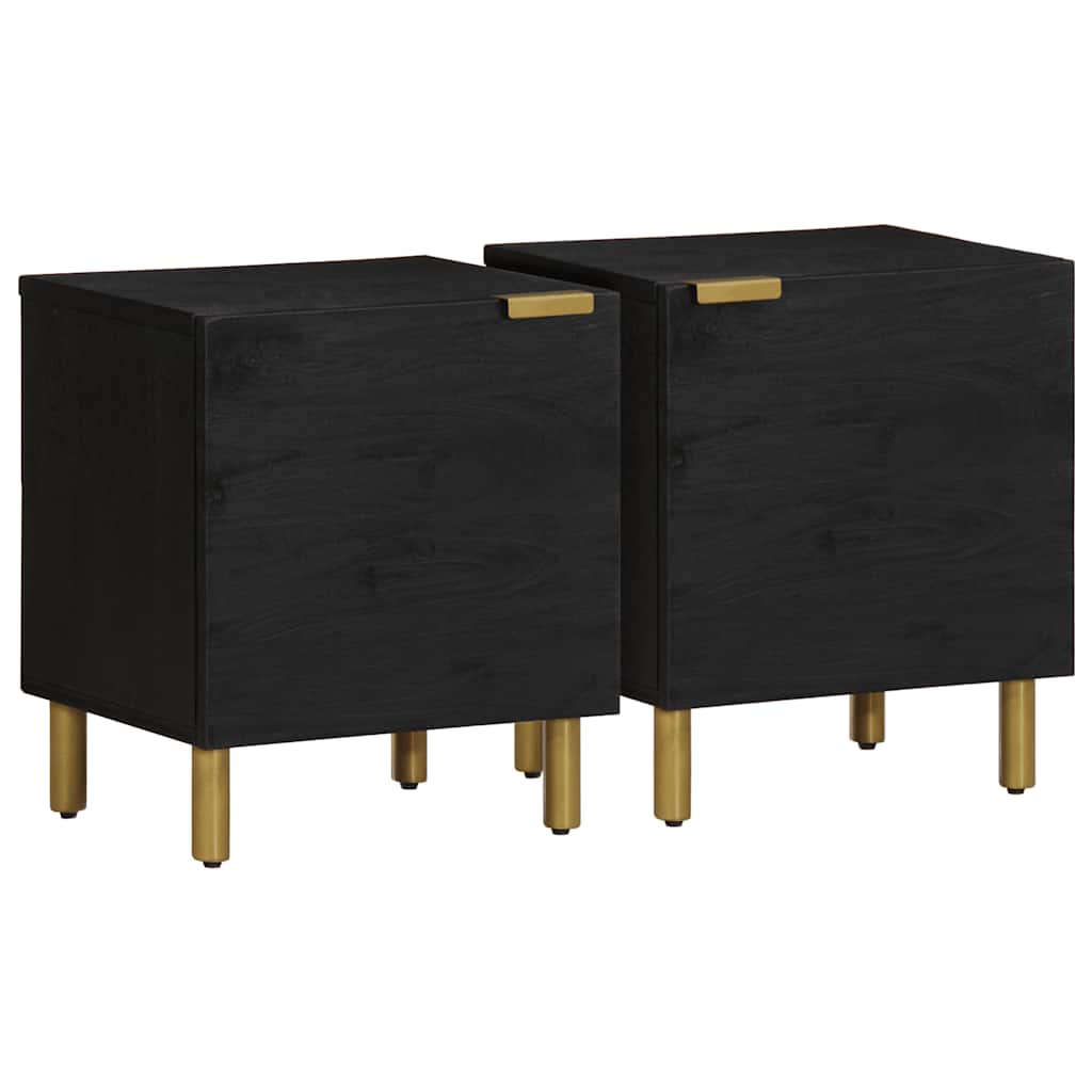 Mesas de cabeceira 2 pcs 40x33x46 cm mangueira maciça preto