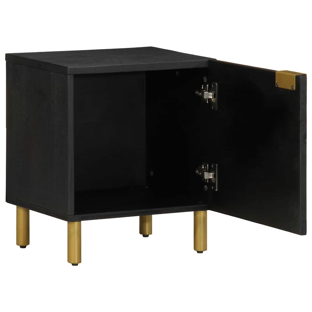 Mesas de cabeceira 2 pcs 40x33x46 cm mangueira maciça preto