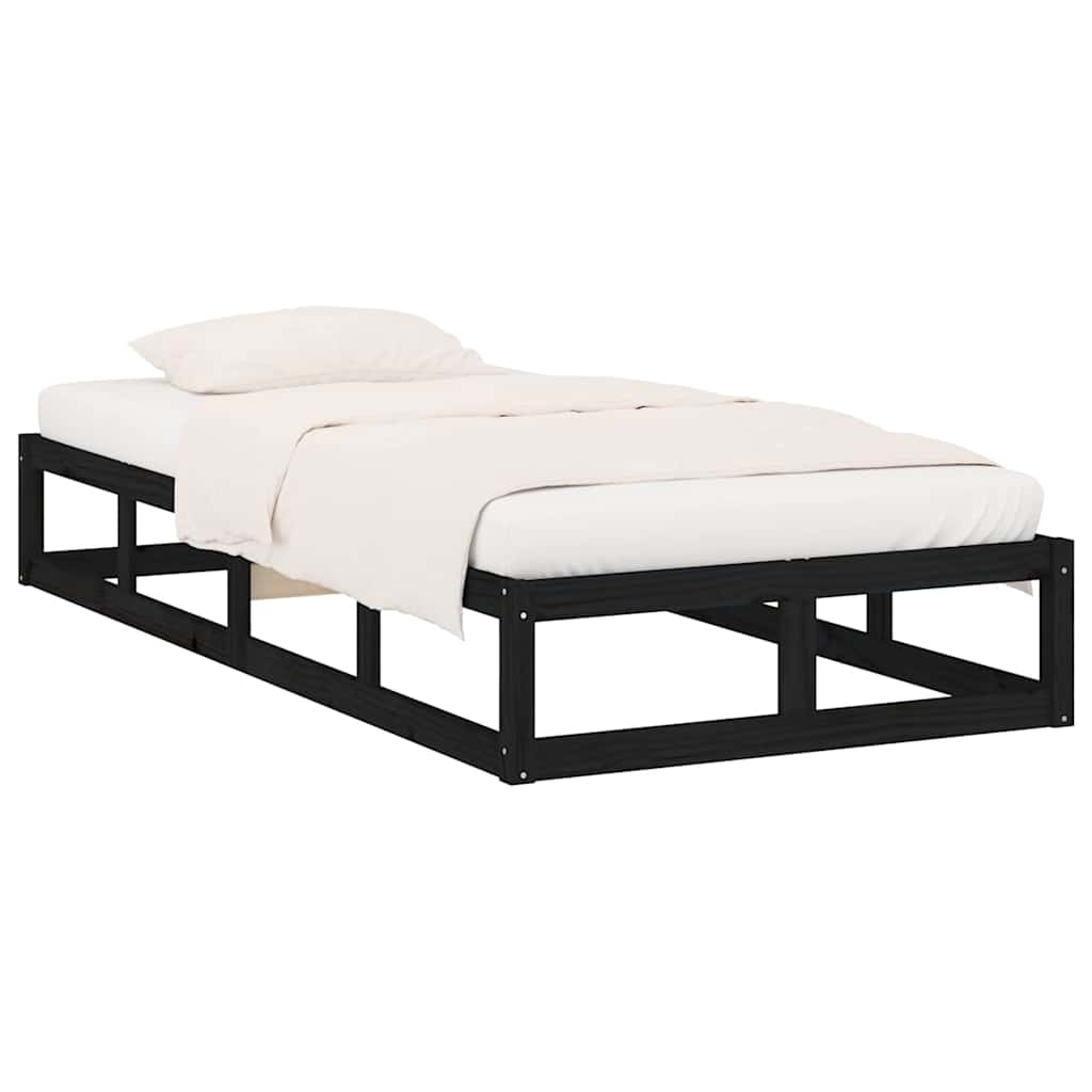 Estrutura cama pequena solteiro 75x190 cm madeira maciça preto