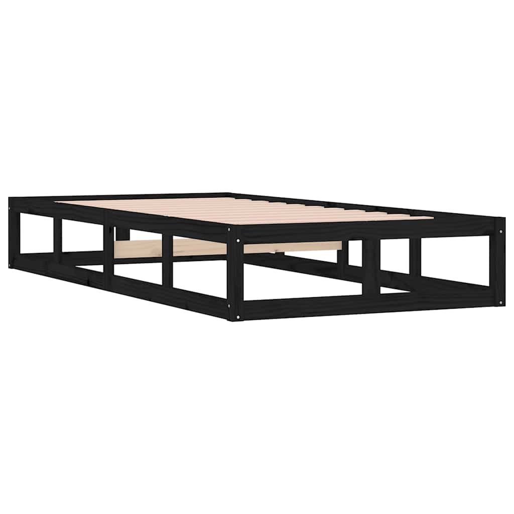 Estrutura cama pequena solteiro 75x190 cm madeira maciça preto