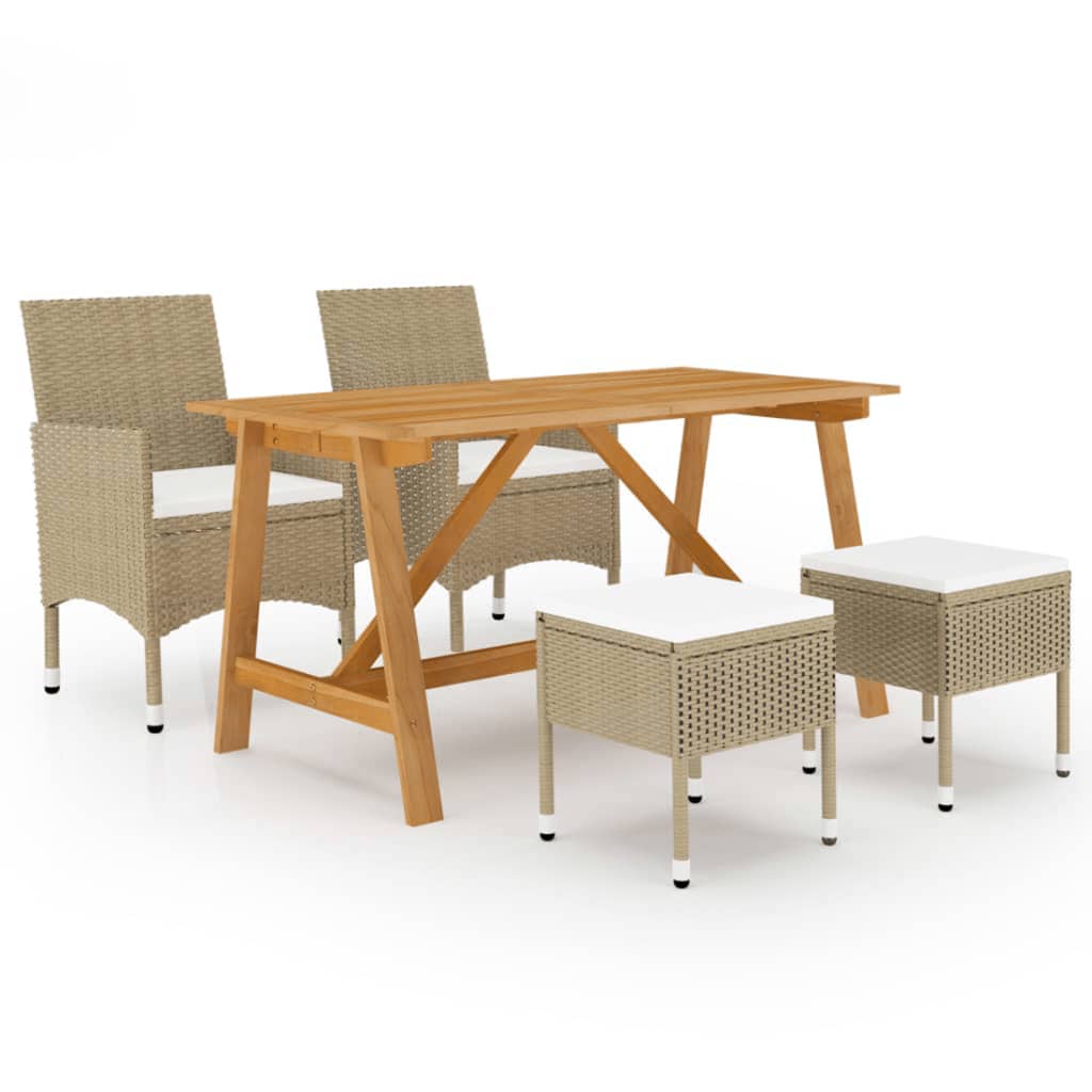5 Pcs conjunto de jantar para jardim bege