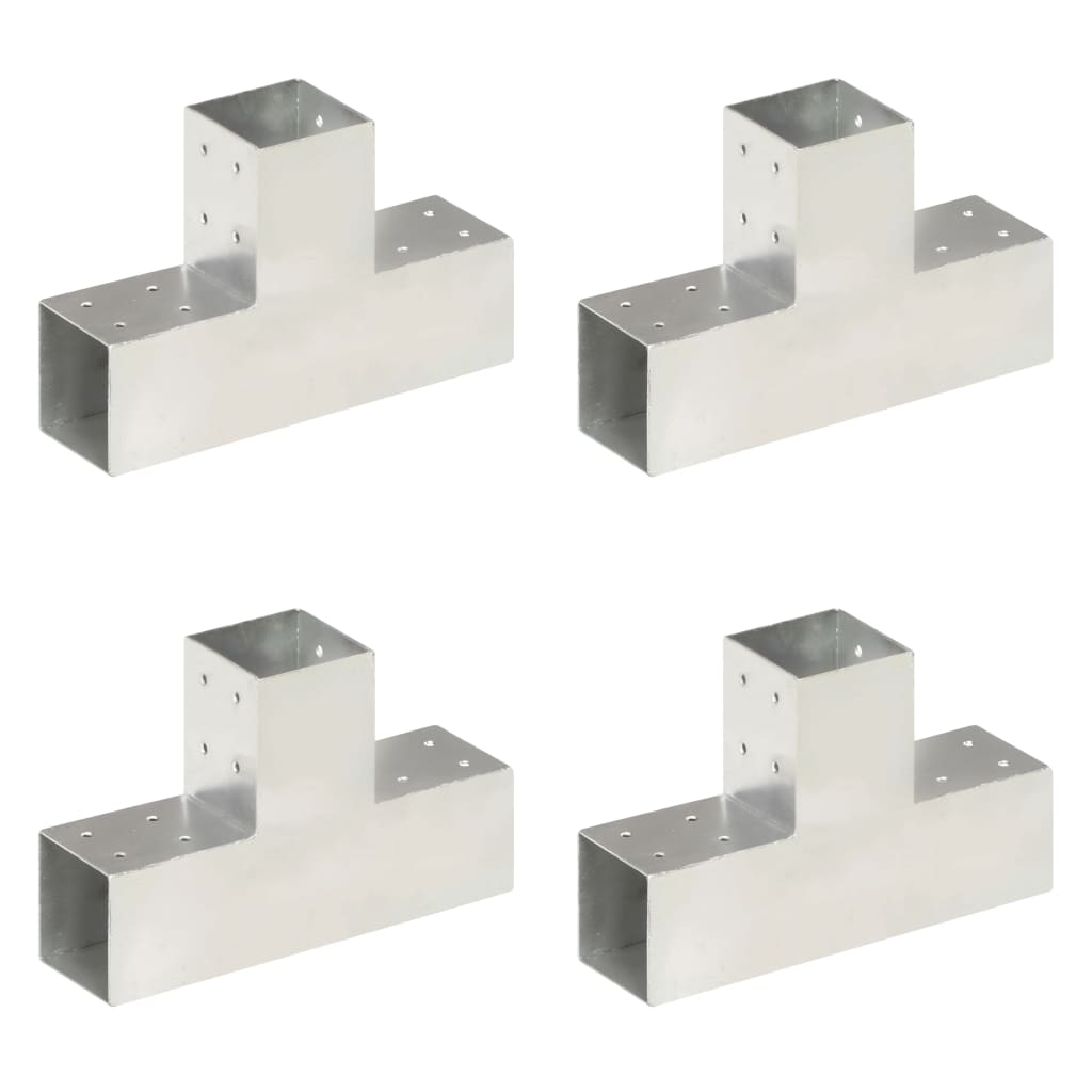 Bases para poste em forma de t 4 pcs 81x81 mm metal galvanizado