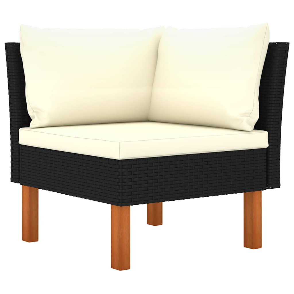12 Pcs conjunto lounge de jardim c/ almofadões vime PE preto
