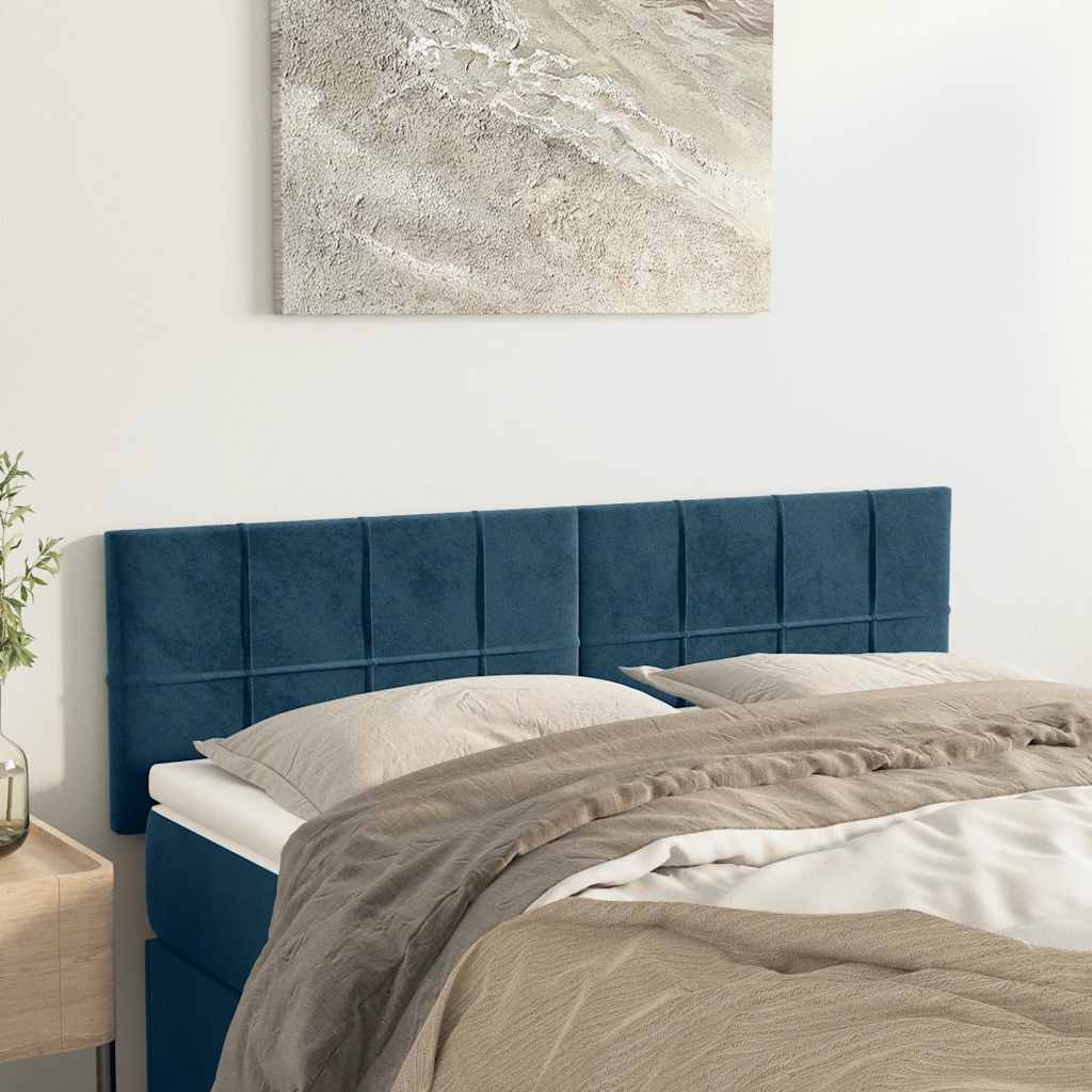 Cabeceiras azul-escuro 144x5x78/88 cm veludo