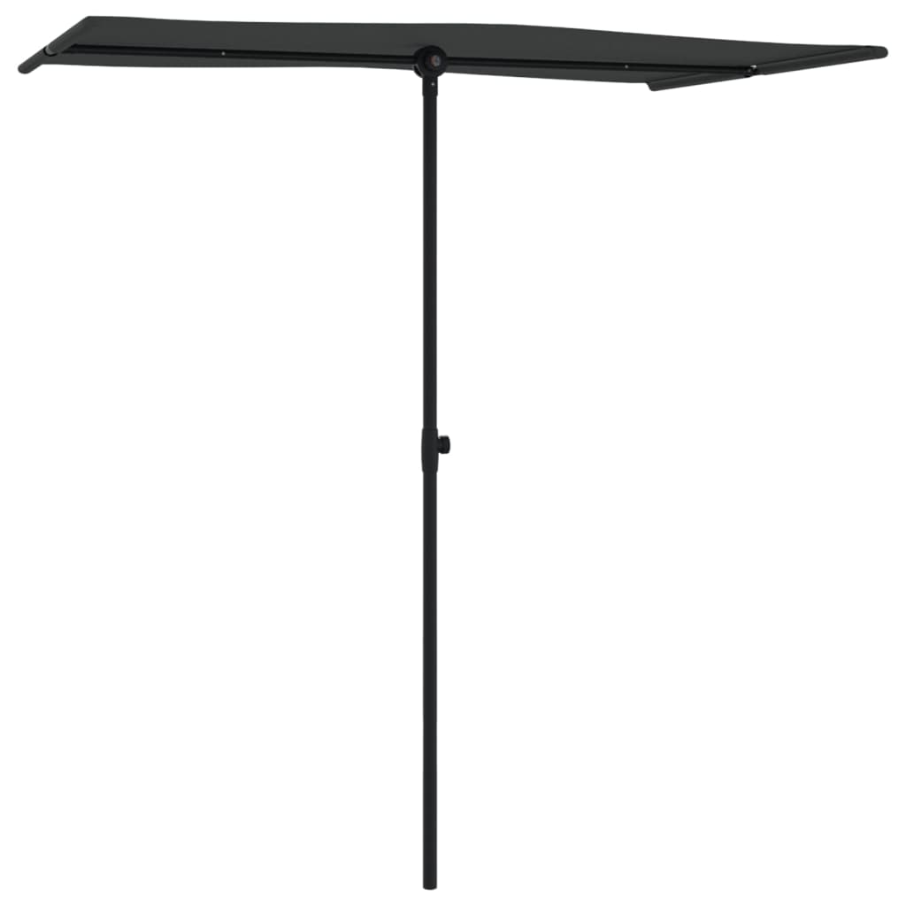 Guarda-sol de jardim com poste de alumínio 180x110 cm preto