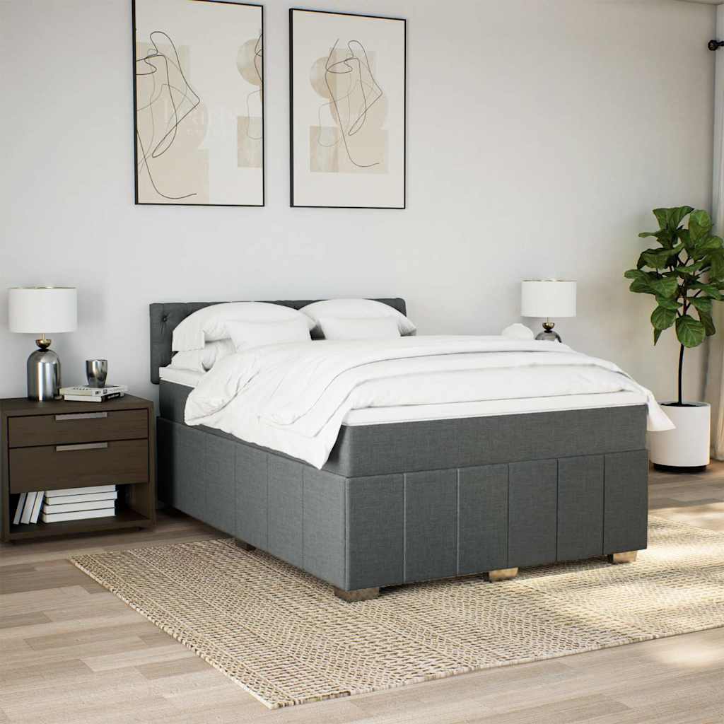 Cama com molas/colchão 140x190 cm tecido cinzento-escuro