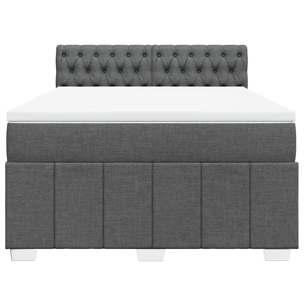 Cama com molas/colchão 140x190 cm tecido cinzento-escuro